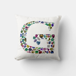 Gemstone Diamond Initial G Monogram Art Kissen