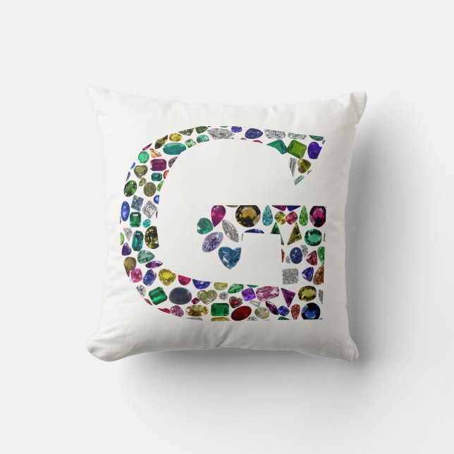 Gemstone Diamond Initial G Monogram Art Kissen (Vorderseite)