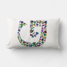 Gemstone Diamond Initial G Monogram Art Lendenkissen