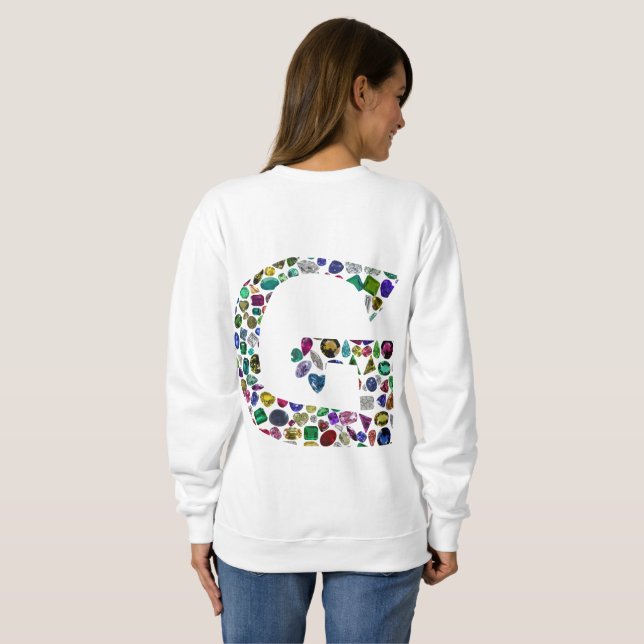 Gemstone Diamond Initial G Monogram Art Sweatshirt (Schwarz voll)