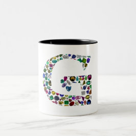 Gemstone Diamond Initial G Monogram Art Zweifarbige Tasse