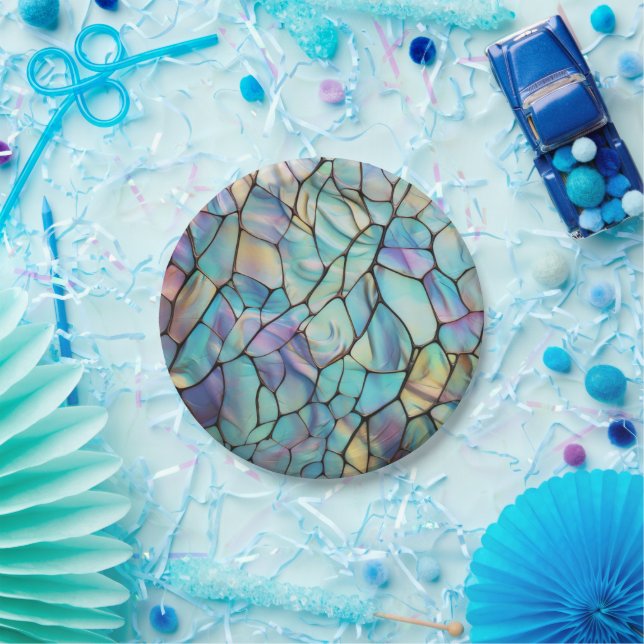 Gemstone Elements Opal farbiges Mix-Muster Pappteller (Party)