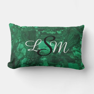 Gemstone Foto Bright Green Wirbel Monogram Lendenkissen