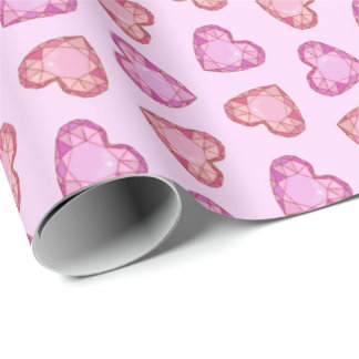 Gemstone Hearts Cute Pink Valentines Day Geschenkpapier