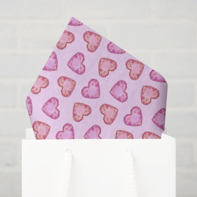 Gemstone Hearts Cute Pink Valentines Day Seidenpapier (Geschenktüte)