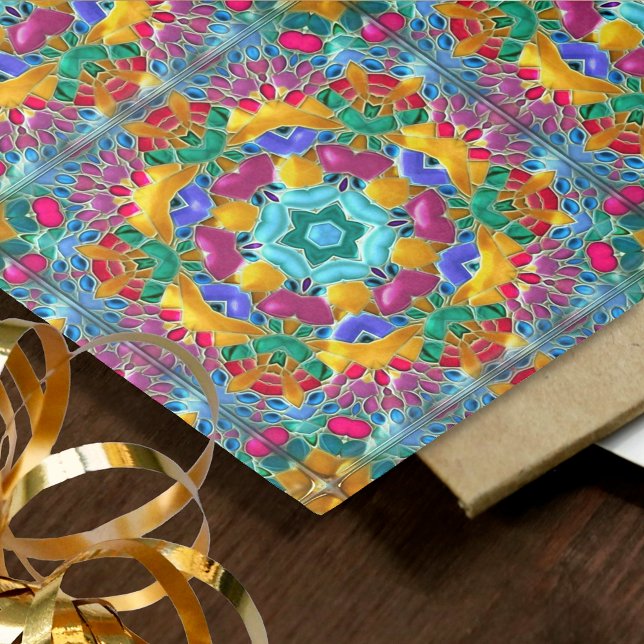 Gemstone Look farbenfrohe Mosaik - 6 Fliesen Decou Seidenpapier (Von Creator hochgeladen)