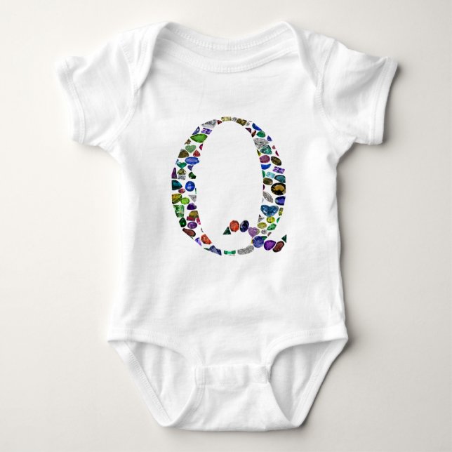 Gemstone Monogram Letter Q Baby Strampler (Vorderseite)
