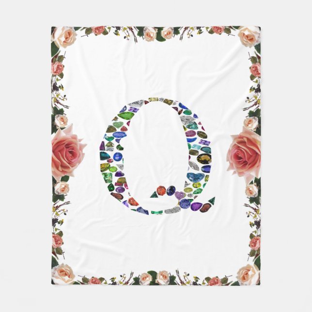 Gemstone Monogram Letter Q Fleecedecke (Vorderseite)
