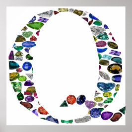 Gemstone Monogram Letter Q Poster