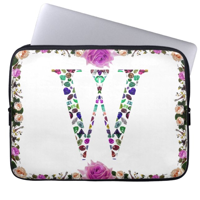 Gemstone Monogram Letter W Laptopschutzhülle (Vorderseite)