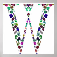 Gemstone Monogram Letter W