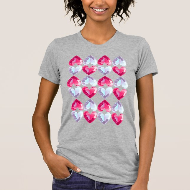Gemstone Muster Hübsch Hearts T-Shirt (Vorderseite)