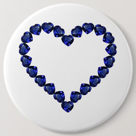 Gemstone Sapphire Blue Heart Button
