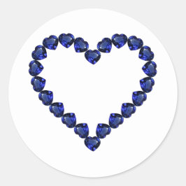 Gemstone Sapphire Blue Heart Runder Aufkleber