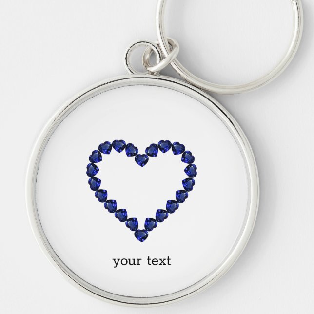 Gemstone Sapphire Blue Heart Schlüsselanhänger (Vorne)