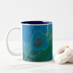 Gemstone Swirled Vivid Blue Green Polished Gem Zweifarbige Tasse
