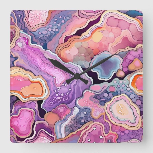 Gemstone Symphony Clock Quadratische Wanduhr (Vorderseite)