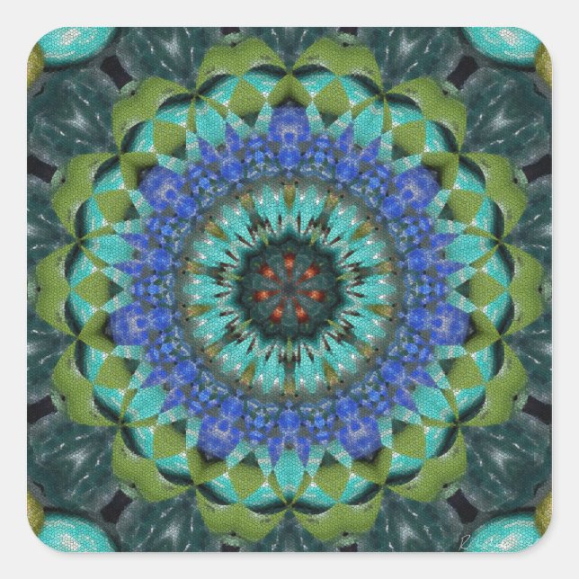 Gemstone Tiles Quadratischer Aufkleber (Vorderseite)