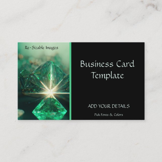 Gemstones Diamond Stone Emerald Business Card Visitenkarte (Vorderseite)