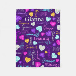 Gemstones Herz individuelle Name farbenfroh Gianna Fleecedecke