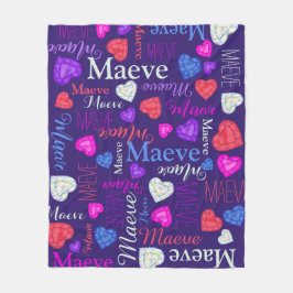 Gemstones Herz individuelle Name Maeve Pink Blau Fleecedecke