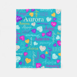 Gemstones Herzen individuelle Name farbenfroh Auro Fleecedecke
