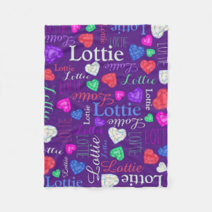 Gemstones Herzen individuelle Name Lotto farbenfro Fleecedecke