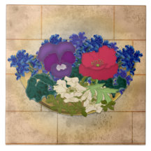 Gemtone Floral Bouquet on Sunset Brick Tile