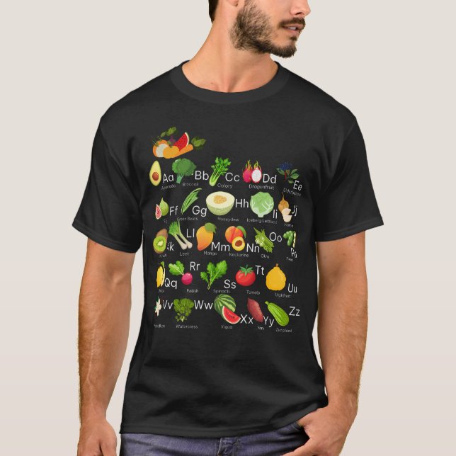 Gemüse Alphabet Abc'S Obst Gemüse Vegan Garten T-Shirt (Vorderseite)