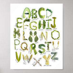 Gemüse Alphabet - Iss Dein Grün Kinder Gemüse  Poster