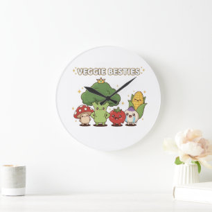 Gemüse-Besties Süßer Kawaii-Cartoon-Gemüse Große Wanduhr