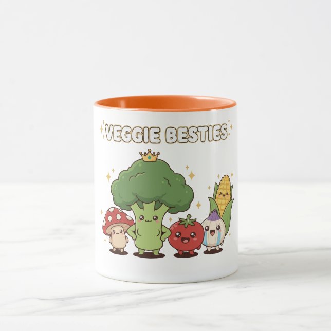 Gemüse-Besties | Süßes Kawaii-Cartoon-Gemüse Tasse (Zentrum)