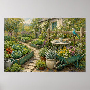 Gemüse Garten Wellensittich Wandbild Druck Poster