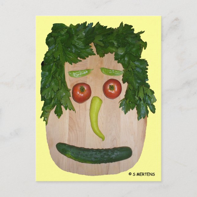 Gemüse Gesicht Postkarte (Vorderseite)