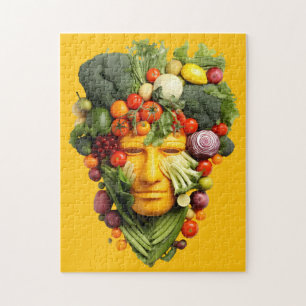 Gemüse-Gesichtskunst Kreatives veganes Lebensmit Puzzle