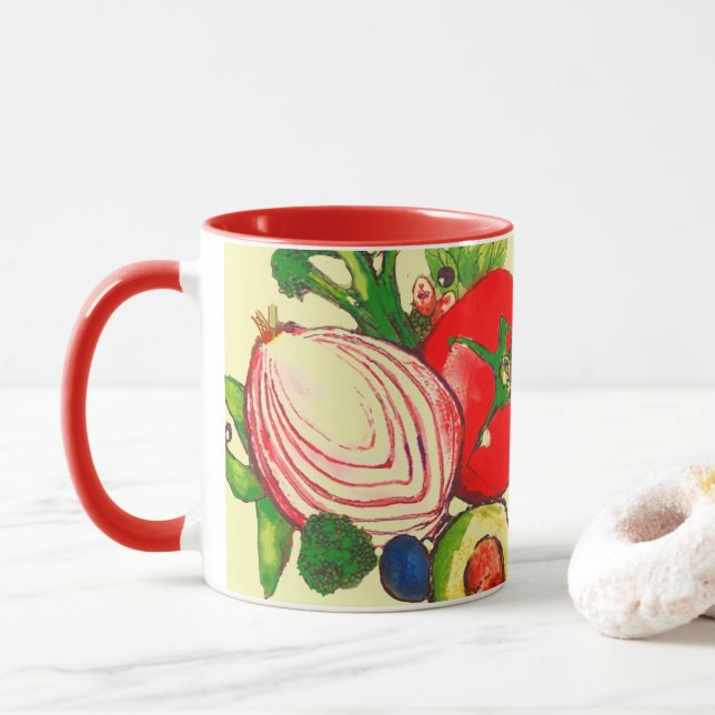 Gemüse-Kunst in hellen Farben  Tasse (Mit Donut)