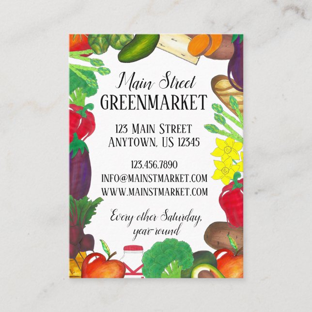 Gemüse Lebensmittelgeschäft Einkauf Greenmarket Ko Visitenkarte (Vorderseite)