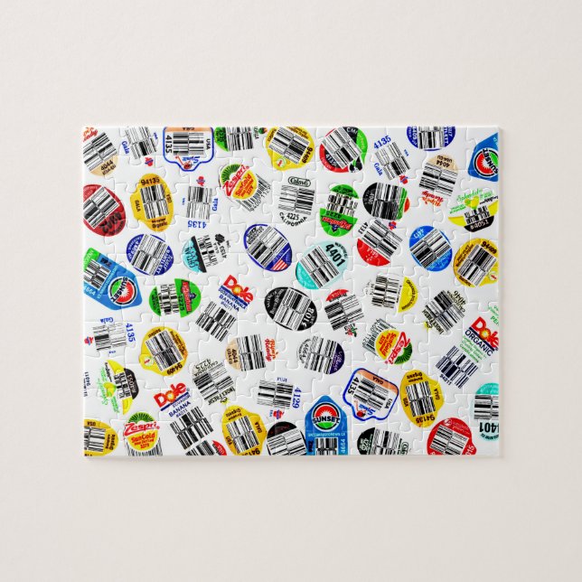 Gemüse Obst Strichcode Sticker Muster Puzzle (Horizontal)