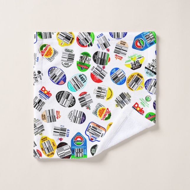 Gemüse Obst Strichcode Sticker Muster Waschlappen (Waschlappen)