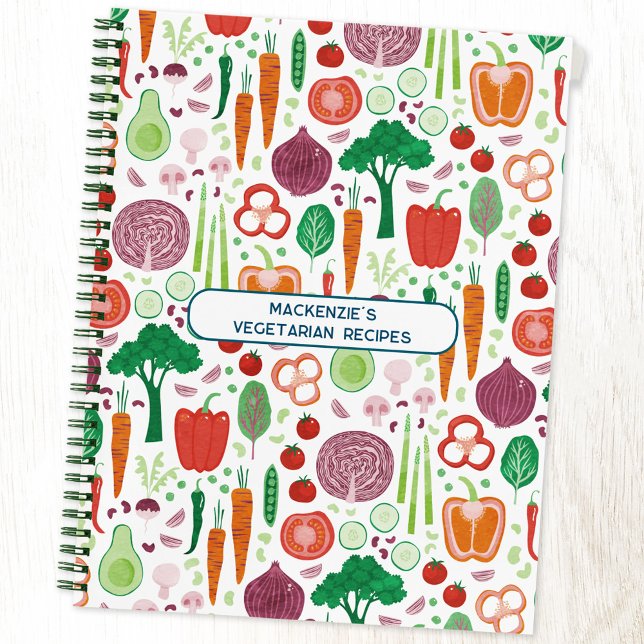 Gemüse Personalisiert Rezept Notizbuch (Personalized vegetable pattern recipe book)