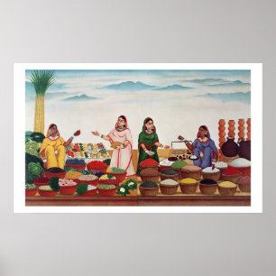 Gemüse-und Gewürz-Markt bei Benares, c.1840 (gou Poster