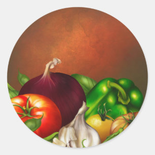 Gemüse und Kräuter Bio Natürliches Gemüse Essen Runder Aufkleber