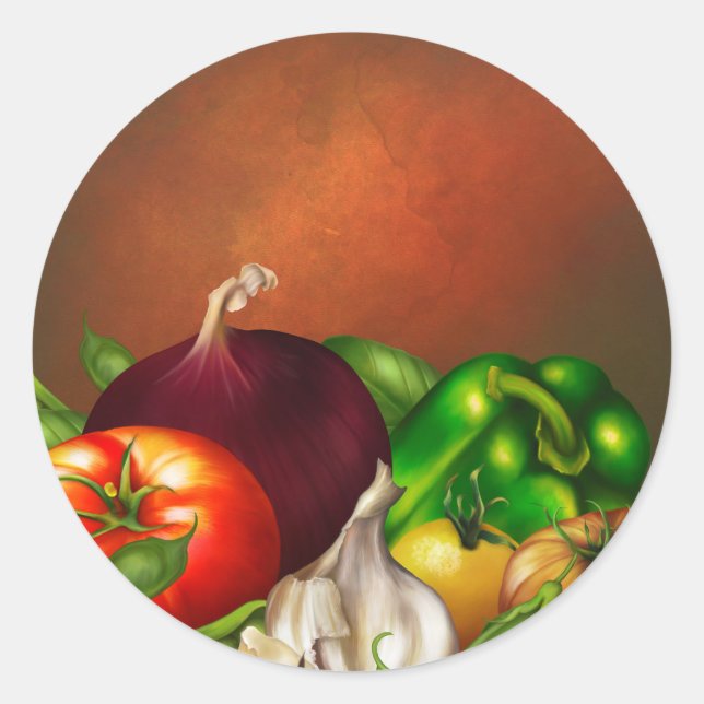 Gemüse und Kräuter Bio Naturvegetation Lebensmitte Runder Aufkleber (Vorderseite)