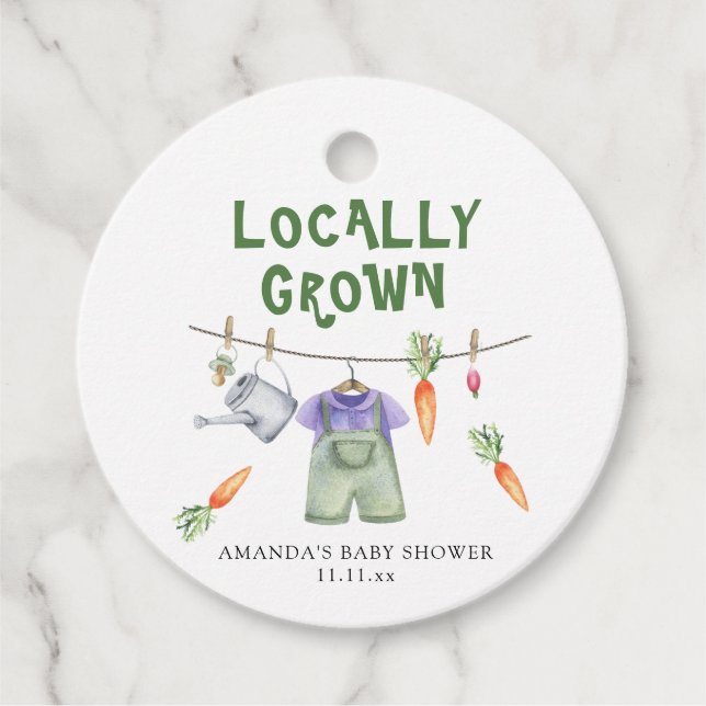 Gemüseanbau Aquarell Babydusche Geschenkanhänger (Vorderseite)