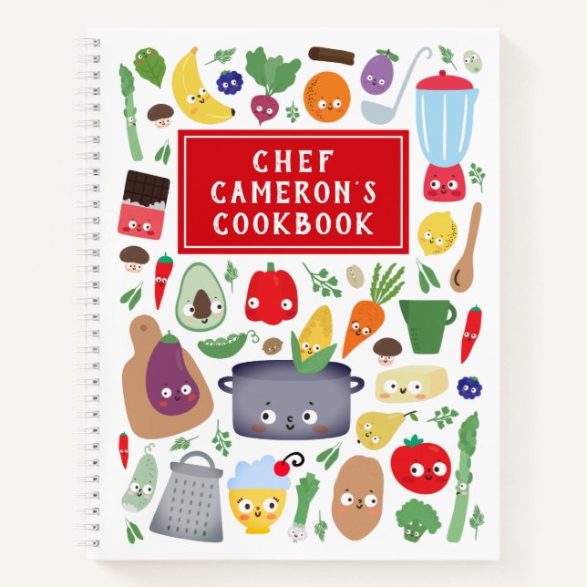 Gemüsegarnele Fruchtgegenstände Koch Kinder Kochbu Notizbuch (Vorderseite)