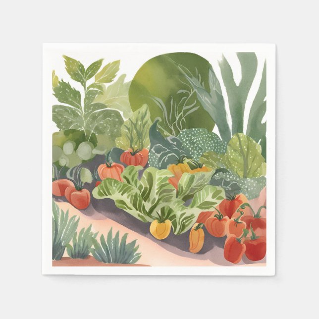 Gemüsegarten | Aquarellmalerei Serviette (Vorderseite)