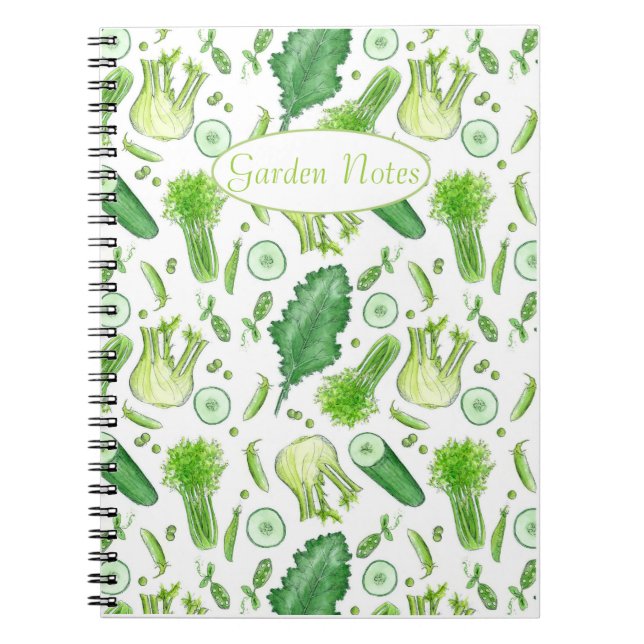 Gemüsegarten Journal Watercolor Celery Kale Notizblock (Vorderseite)