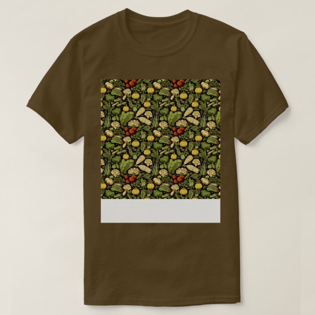 Gemüsegartiges, nahtloses Muster Veggie Leafy Grün T-Shirt (Design vorne)