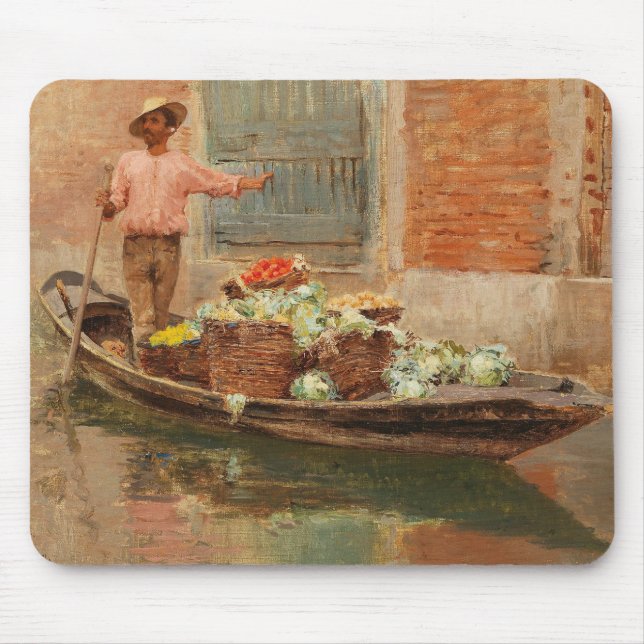 Gemüsehändler in Venedig (von Vincenzo Caprile) Mousepad (Vorne)