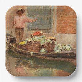 Gemüsehändler in Venedig (von Vincenzo Caprile) Pappteller